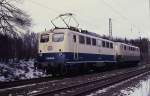 Kleiner Lokzug mit 140622 und 150133 in Osnabrück Hörne am 16.3.1987 um 14.50 Uhr Richtung Münster.
