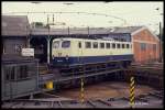 DB 150073 auf der Drehscheibe des BW Bebra am 7.6.1991.