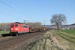 151 035-3 DB mit leeren Autozug bei Retzbach-Zellingen am 28.03.2017