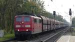 151 016 zieht einen Güterzug durch Darmstadt-Eberstadt gen Norden. Aufgenommen am 3.11.2017 14:55