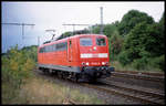 DB 151010-6 ist hier am 9.9.2003 um 15.40 Uhr solo in Velpe bei Westerkappeln unterwegs in Richtung Osnabrück.