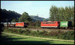 Zugbegegnung nahe Freeden im Leinetal am 13.10.2004.