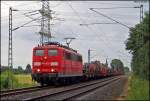 151 163 mit einem Gz nach Aachen West an der ehem. Anrufschranke 6.7.2009