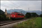 151 152 (9180 6151 152-6 D-DB) ist als Tfzf von Tirol in Richtung Rosenheim unterwegs. (Kloster Raisach am 11.08.2009)