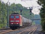151 023-9 mit einem Gterzug aus Aachen-West Richtung Viersen bei der Durchfahrt in Geilenkirchen, 18.8.10