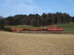 Eine 151 mit einem Güterzug am 07.03.2014 unterwegs bei Axdorf.