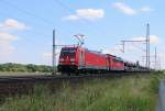 Am 23.07.2014 war der Wagenlok 151 160-9 die 185 403-3 vorgespannt und zog einen Autotransportzug in Richtung Wunstorf.