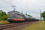 162 008 (151 003) der Hectorrail führte am 20.06.24 einen Kesselwagenzug durch Greppin Richtung Dessau.