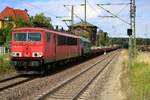 155 141-5 DB als gemischter Gz durchfährt den Bahnhof Helmstedt Richtung Braunschweig. [14.7.2017 - 15:44 Uhr]