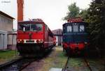 155 047-4 und E 04 01 am 28.08.1994 in Wittenberge. Foto darf mit Genehmigung veröffentlicht werden.