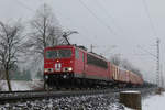 25. Januar 2011, Ein Güterzug aus Saalfeld verlangsamt kurz vor Kronach seine Fahrt 