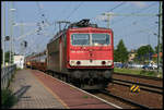 1551221-5 kommt hier am 1.6.2007 um 9.33 Uhr mit einem langen Röhren Zug durch Wusterwitz in Richtung Berlin.