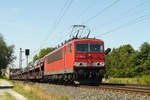 01. Juli 2008, Lok 155 196 befördert einen Auto-Transport bei Johannisthal in Richtung Saalfeld am Angelweiher 