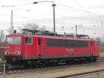 Am 9.01.08 wartet die 155 066-4 im Wismarer Bahnhof auf neue Leistungen.