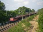 Schon wieder ne 155,diesmel 155 195-0 mit einem schnen Tds-Ganzzug.Eine halbe Stunde zuvor kam 155 105 mit dem gleichen Zug vorbei.Beide waren am 16.6.08 kurz vor Lutherstadt Wittenberg in Richtung