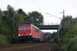 155 126-6 mit einem Containerzug in Krefeld am Km 44,4 am 25.07.08