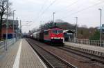 155 139 wechselt am 02.12.08 im Bahnhof Burgkemnitz vom rechten auf das linke Strackengleis.