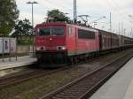 155 115 durchfuhr mit 90 km/h(Streckenhchstgeschwindigkeit auf Rgen`s Hauptstrecke!) am 18.Juni 2009 den Bahnhof Bergen/Rgen in Richtung Mukran.