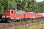 Die 155 006-0 mit zwei weiteren 155ern und GZ in Ratingen-Lintorf am 28,07,09