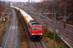 155 175 zieht am 06.12.09 einen Harnstoffzug durch Holzweissig Richtung Leipzig.