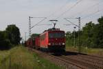 155 091 mit Gz in Richtung Mannheim.Am 09.06.10 in Lampertheim.