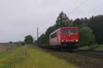 155 223-1 mit einem Containerzug in Reindorf am 04.08.2011