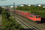 15.09.2011: Die 155 152-2 mit einem Gterzug Richtung Sden bei Oftersheim.