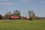 155 252 mit Gterzug am 27.04.2012 bei Baiersdorf