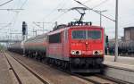 155 183 hatte am 01.05.13 einen Ganzzug Gaskesselwagen am Haken als sie durch Bitterfeld Richtung Leipzig fuhr.