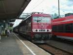 250 137-7 der LEG steht am 15. Juni 2013 mit einem Sonderzug nach Leipzig Hbf im Sonneberger Hbf.