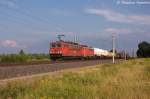 155 127-4 [Verl.|WRS9|28.01.14] DB Schenker Rail Deutschland AG mit der Wagenlok 140 539-8 und einem gemischtem Gterzug in Vietznitz und fuhr in Richtung Wittenberge weiter.