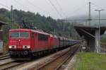 155 061 + 152 xxx fahren mit einem PKP Cargo Kohlezug in Probstzella am 06.10.2013 ein und warten auf die Schublok fr die Nordrampe des Frankenwalds. 
