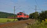 155 080-5 ist mit einen leeren Holzzug am 28.08.14 bei Hermannspiegel unterwegs.