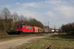 155 084-7 mit einem gemischten Güterzug in Leverkusen-Alkenrath am 17.03.15