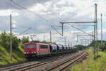 155 239 des EBS mit einem Kalizug am 29.07.2021 in Seebergen.