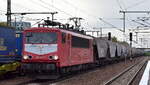 TRIANGULA Logistik GmbH, Gelenau mit der angemieteten  155 183-7  (NVR:  91 80 6155 183-7 D-MAED ) und einem Getreidezug am 14.10.24 Höhe Bahnhof Schönefeld b.