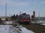 Am 02.03.13 wurde auch die 180 006 von Dresden Friedrichstadt nach Zwickau gebacht. Hier in Niederhohndorf, dies war ihre letzte Fahrt unter Strom!