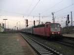 181 218 bespannte am 12.12.09 den letzten EN 408 von Budapest nach Frankfurt(Main)Hbf.Aufgenommen bei der einfahrt in Mannheim Hbf.