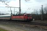 181 205 zieht den leicht verspteten IC 337 nach Koblenz aus Trier heraus.
Trier, der 18.3.2010