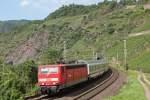 Die 181 212  Luxembourg  am 18.8.11 mit dem IC 136 bei der Durchfahrt durch Neef.