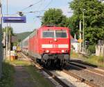 181 215-5 mit IC in Richtung Bad Hersfeld. Aufgenommen am 07.07.2013 in Ludwigsau-Friedlos.