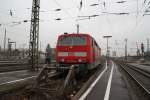 181 205-6 steht am 05.02.10 auf dem Stumpfgleis in Karlsruhe Hbf.