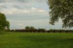 254 052 am 01.05.2010 mit Gterzug auf der Ehlebrcke bei Biederitz