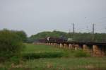 254 052 am 01.05.2010 mit Gterzug bei Biederitz