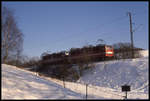 171005 ist hier am 3.2.1993 mit einer Schwestermaschine als Lokzug bei Hüttenrode unterwegs nach Blankenburg.