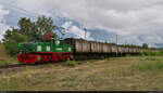 Kohlezug mit 4-1168 (LEW EL2m) rollt am Ziegeleiweg bei Cantdorf (Spremberg) zum Kraftwerk Jänschwalde.