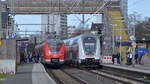 Links ist hier die BR 1440 721 der Deutschen Bahn, eingesetzt als RE 8 nach Koblenz in Bonn  Beuel auf Gleis 1 zu sehen.