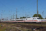 ICE 401 051-8 verlässt den badischen Bahnhof. Die Aufnahme stammt vom 09.09.2020.