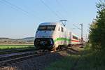 Nachschuss auf 402 045-9/808 010-3  Fontanestadt Neuruppin , als dieser am Abend des 23.04.2020 als ICE 373 (Berlin Ostbahnhof - Basel Bad Bf) nördlich vo Hügelheim über die KBS 702 in