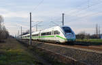 Der grüngestreifte ICE 4 war am 12.01.20 als ICE 802 von München nach Hamburg unterwegs.